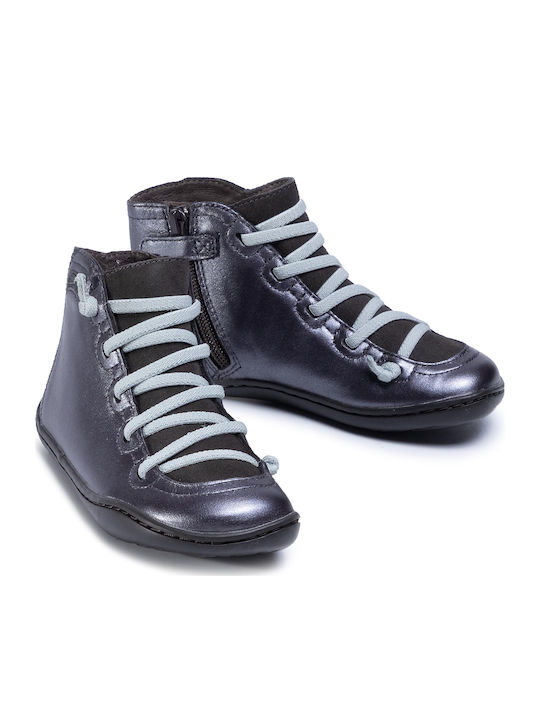 Peu Kids Leather Anatomic Boots with Lace Gray