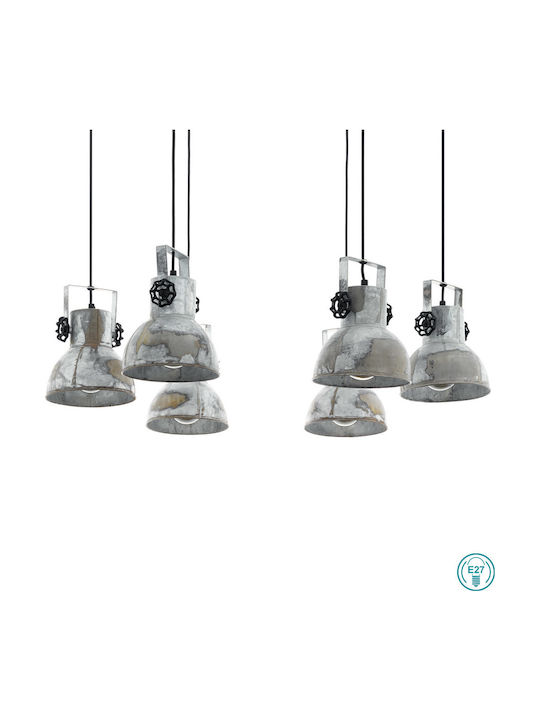 Eglo Barnstaple Pendant Chandelier Bell for 6 Bulbs E27 Gray