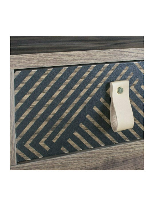 Sideboard Home Wooden with Drawers Black Grey Oak 90x39.5x75cm