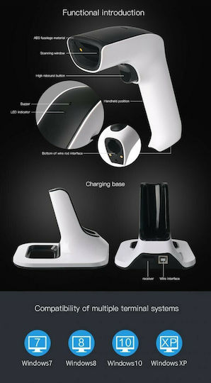NG Handheld Scanner Wireless with 2D and QR Barcode Reading Capability