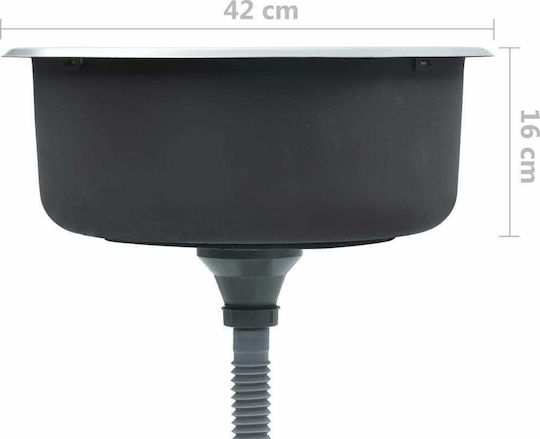 vidaXL Ένθετος Νεροχύτης Inox Brushed Μ42xΠ42cm Ασημί
