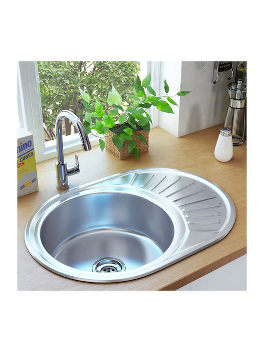 vidaXL Drop-In Sink Inox Satin W57xD45cm Silver