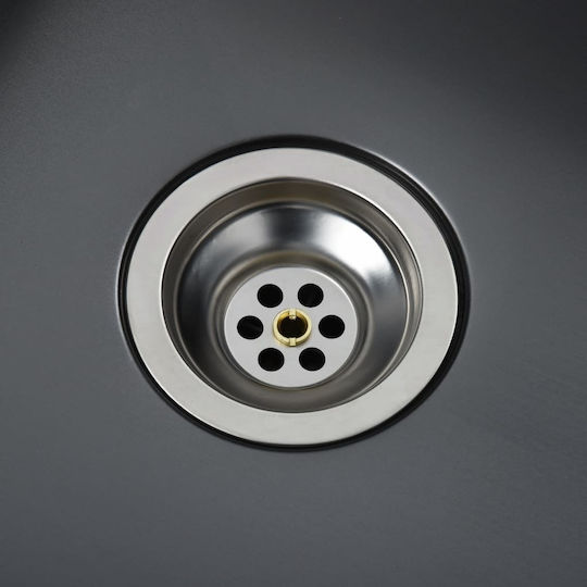 vidaXL Drop-In Sink Left Inox Brushed W87xD44cm Black