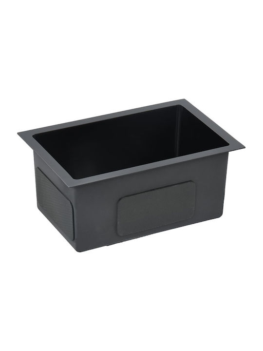 vidaXL Drop-In Мивка Inox Четкан Ш44xД29см Черен