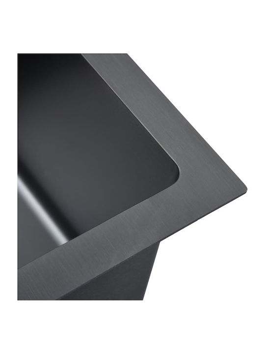 vidaXL Drop-In Мивка Inox Четкан Ш44xД29см Черен