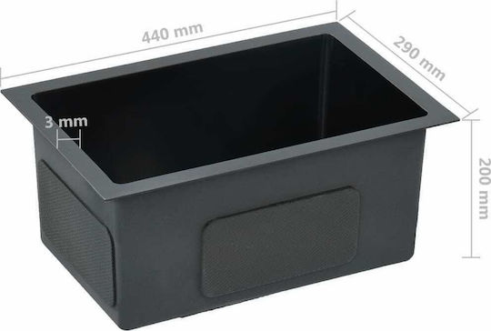vidaXL Drop-In Sink Inox Brushed W44xD29cm Black