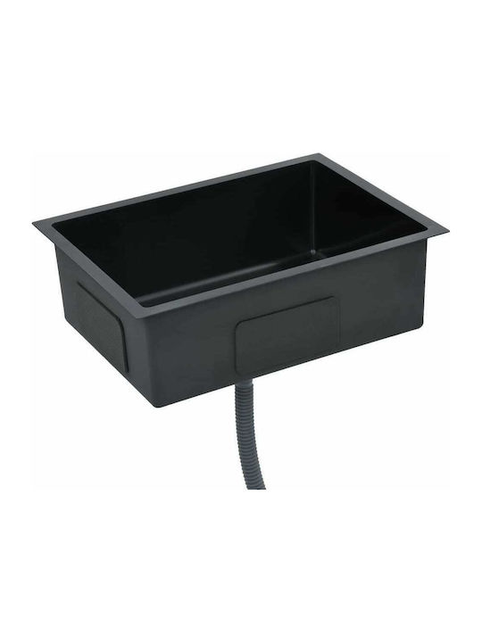 vidaXL Drop-In Sink Inox Brushed W59xD44cm Black