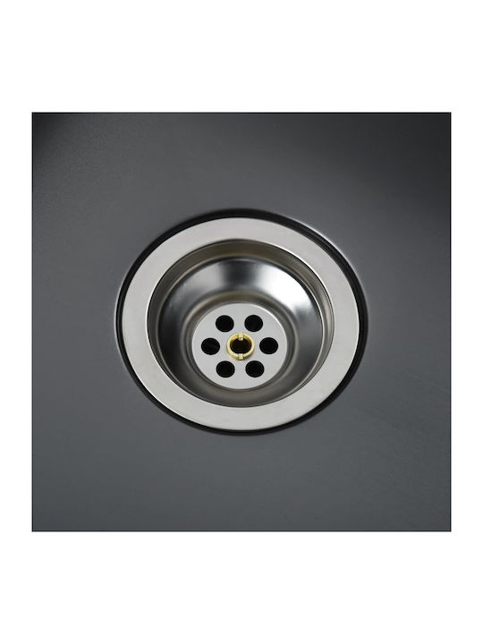 vidaXL Drop-In Sink Inox Brushed W59xD44cm Black