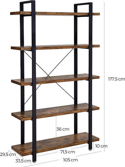 Βιβλιοθήκη Μαύρη 105x33.5x177.5εκ.