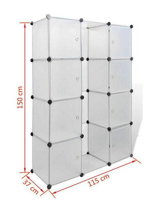 Triple Door Wardrobe White 115x37x150cm