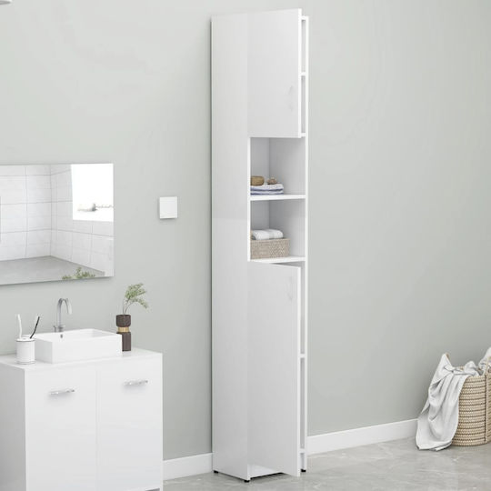 vidaXL Floor Bathroom Column Cabinet L190xD32xH25.5cm White