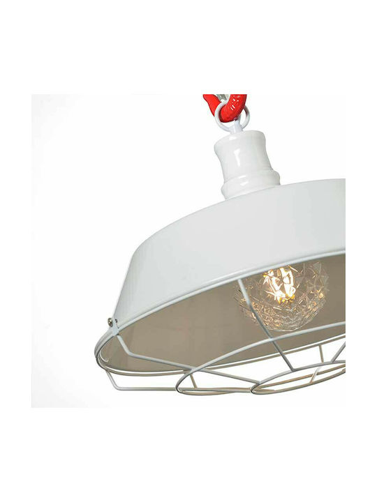 Aca Pendant Light White Bell with Socket E27 36x120cm