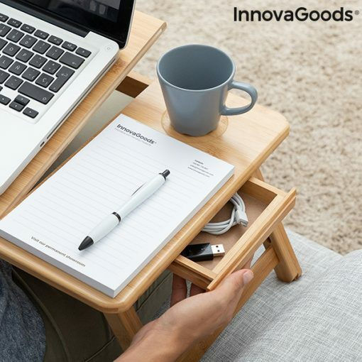 InnovaGoods Lapwood Table for Laptop Brown