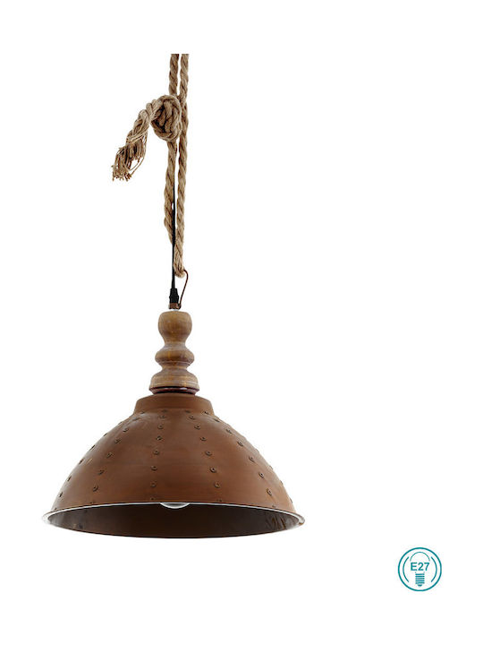 Eglo Riddlecombe Pendant Light Single-Light with Rope for Socket E27 Brown