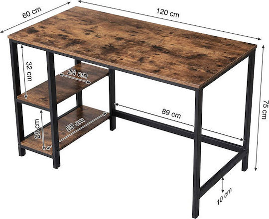 Birou Din Lemn Maro Cu Picioare Metalice 120x60x75cm