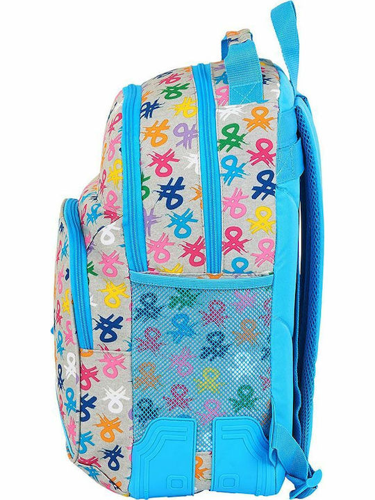 Benetton School Bag Backpack Elementary, Elementary Multicolour with Water Bottle Holder