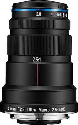 Laowa Crop Camera Lens 25mm F2.8 2.5-5x Ultra Wide Angle / Macro for Canon EF Mount Black