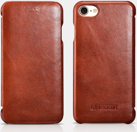 iCarer Vintage Curved Edge Book Δερμάτινο / Δερματίνης Καφέ (iPhone SE 2022/2020)