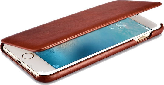 iCarer Vintage Curved Edge Book Δερμάτινο / Δερματίνης Καφέ (iPhone SE 2022/2020)