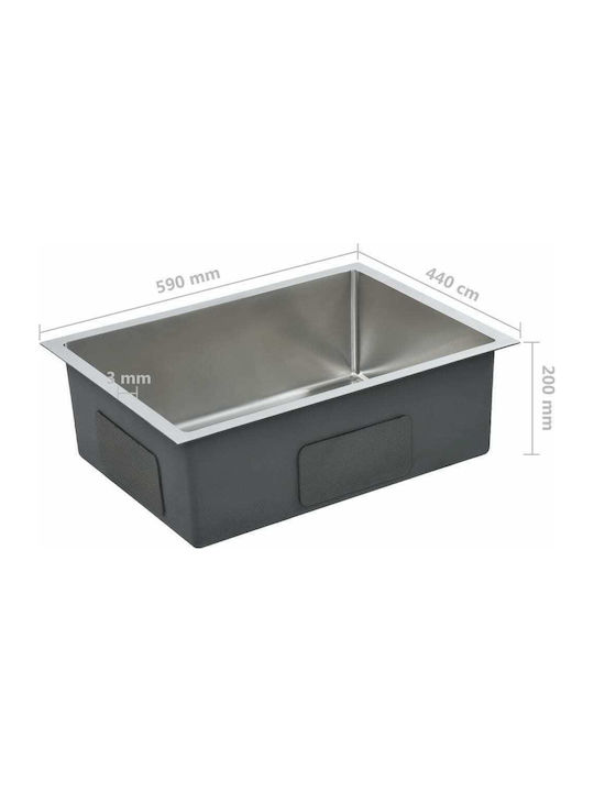 vidaXL Drop-In Sink Inox Brushed W59xD44cm Silver