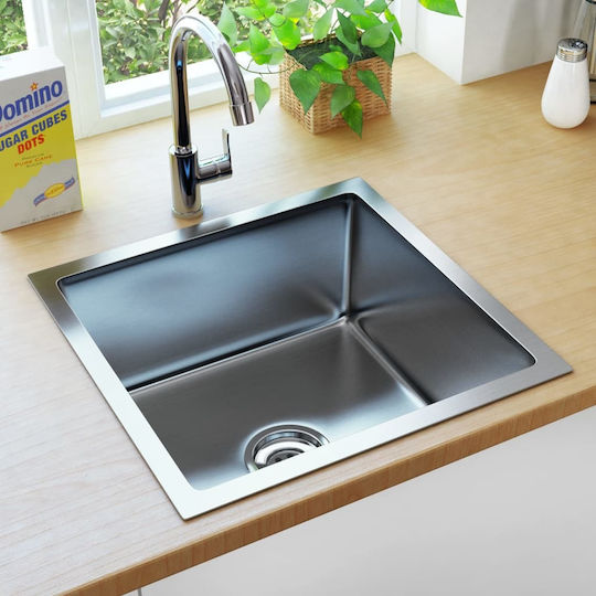 vidaXL Ένθετος Νεροχύτης Inox Brushed Μ44xΠ44cm Ασημί