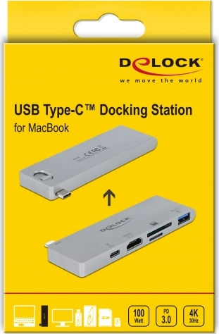 DeLock USB-C Docking Station με HDMI 4K PD Γκρι (87745)