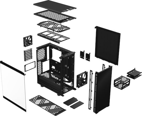 Fractal Design Define 7 Compact Light Tempered Glass Gaming Midi Tower Κουτί Υπολογιστή με Πλαϊνό Παράθυρο Μαύρο