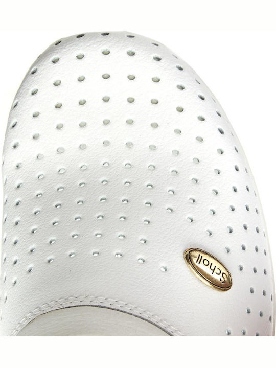 Scholl Back Guard Leather Anatomic Clogs White