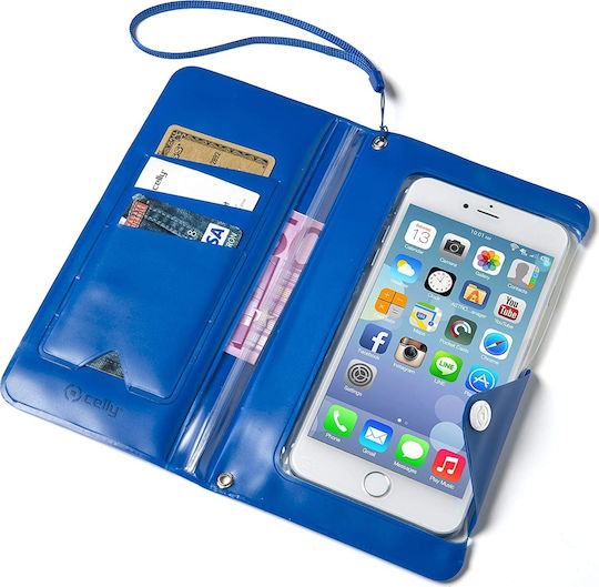 Celly Splashproof Wallet Wasserdichtes Gehäuse bis 5.7" Blau SPLASHWALLETBL