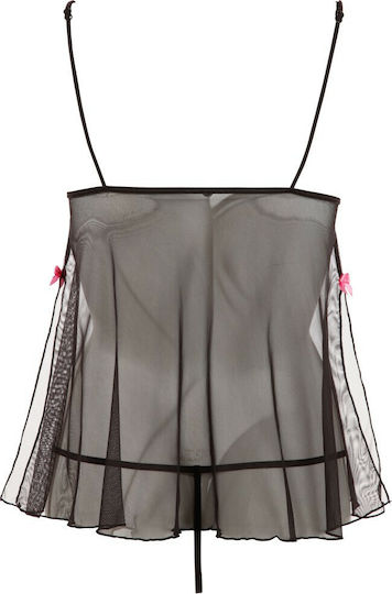 Cottelli Collection Butterfly Babydoll with String Σετ Sexy Babydoll με Δαντέλα Black