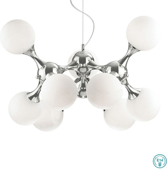 Ideal Lux Nodi SP9 Pendant Light Silver for 9 Bulbs E14, E.14 80cm