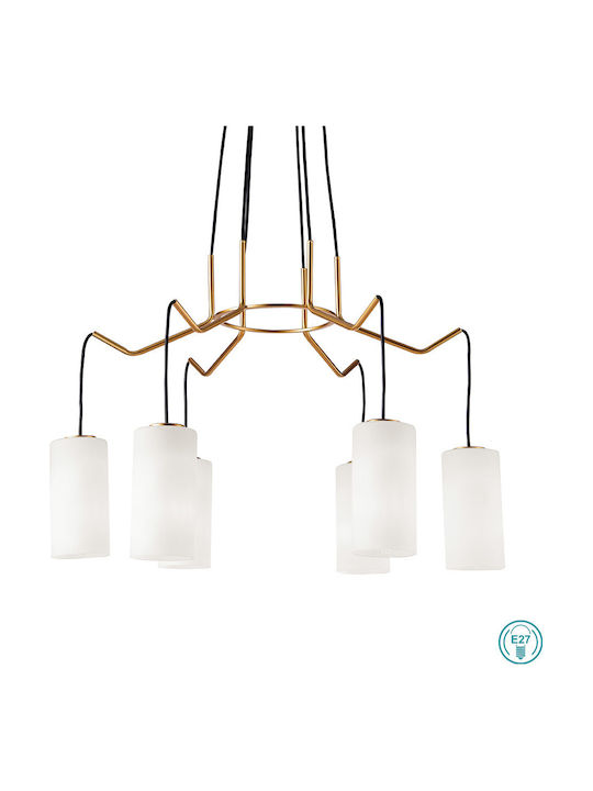 Viokef Elenor Pendant Suspension for 6 Bulbs E27 Gold