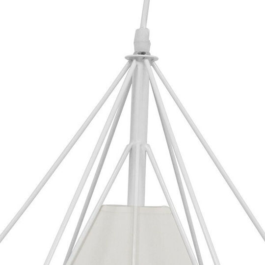 GloboStar Kairi Deckenleuchte Weißes Raster mit Lampenbirnensockel E27 38x39x39cm