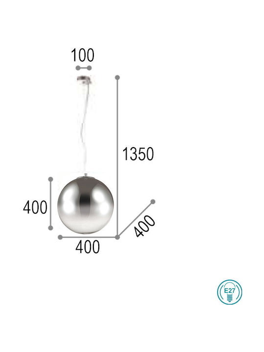 Ideal Lux Mapa Fade SP1 Κρεμαστό Φωτιστικό Ασημί με Ντουί E27 40x40x135εκ.