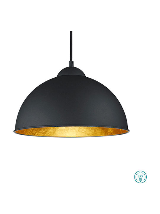 Trio Lighting Jimmy Pendant Light Single-Light Bell for Socket E27 Black