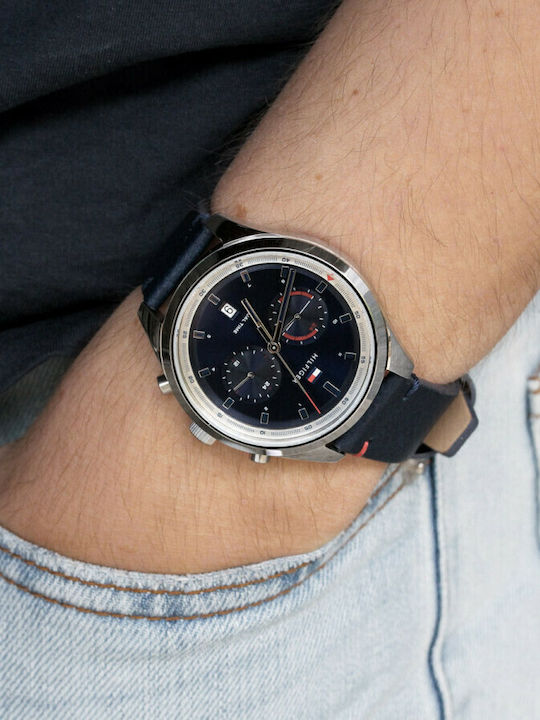 Tommy Hilfiger Bennett Men's Watch 44mm Chronograph Battery with Blue Leather Strap
