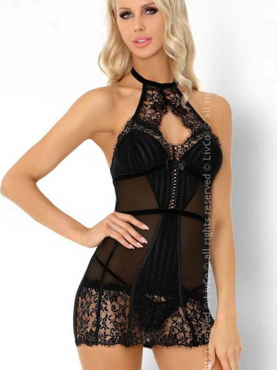 Livia Corsetti Sommer Damen Nachthemd Schwarz Monabel