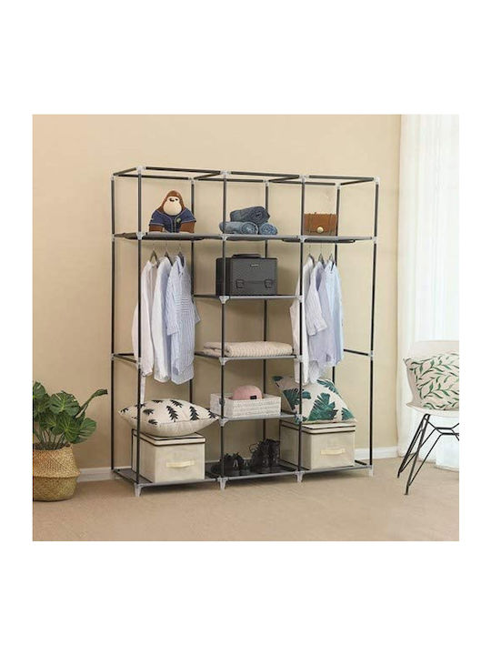 Songmics Fabric Wardrobe with Zipper and Shelves in Gray Color 150x45x175cm