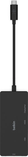 Belkin Μετατροπέας USB-C male σε DVI-I / DisplayPort / HDMI / VGA female 1τμχ AVC003btBK
