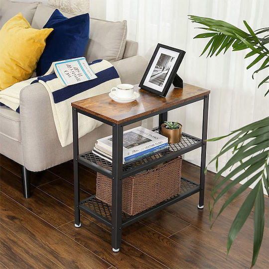 Rectangular Side Table Wooden Metal M60xW30xH60cm