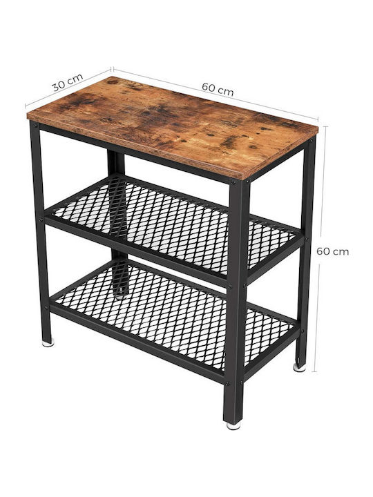 Rectangular Side Table Wooden Metal M60xW30xH60cm