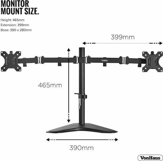 VonHaus Tabletop Suport pentru 2 Monitoare până la 32" cu Braț (3005117)