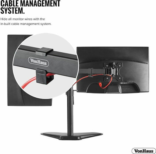 VonHaus Tabletop Suport pentru 2 Monitoare până la 32" cu Braț (3005117)