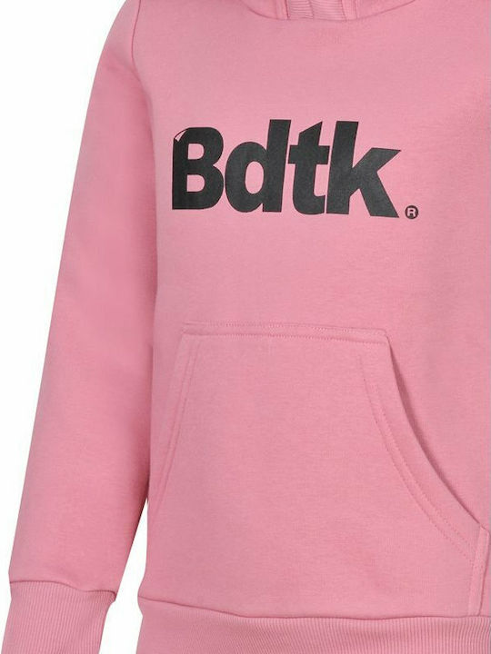 Fleece Kids Sweatshirt with Hood and Pockets Pink