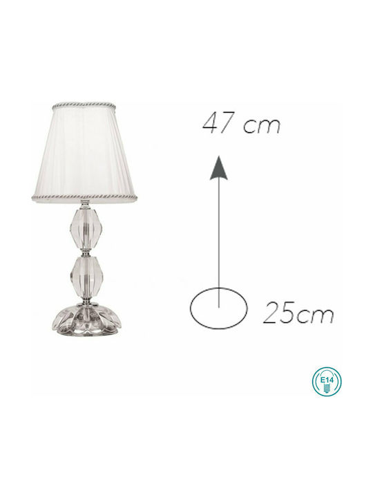Fan Europe Riflesso-L1 ORO Crystal Table Lamp for Socket E14 with White Shade and Transparent Base