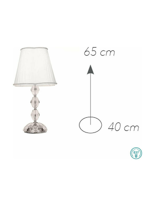 Fan Europe Riflesso-LG1 Crystal Table Lamp for Socket E27 with White Shade and Transparent Base
