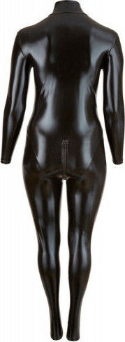 Cottelli Collection Plus Full Body Jumpsuit with Long Sleeves Black