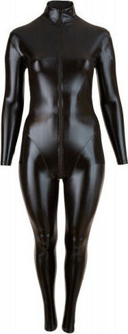 Cottelli Collection Plus Full Body Jumpsuit with Long Sleeves Black