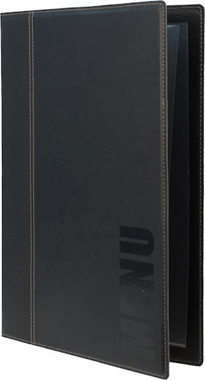 Securit Menu Holder Made of PU Leatherette in Black Colour 25.3x17.7 cm Trendy Range A4