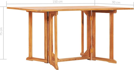 Wooden Masa pentru spații exterioare Pliabil 150x90x75buc